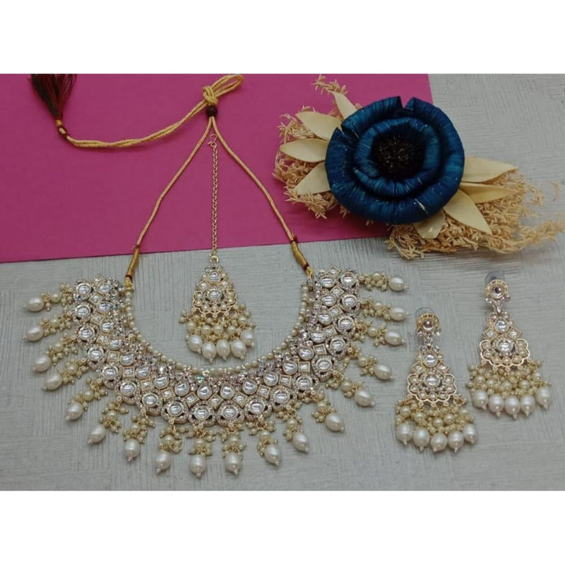 Akruti Collection Gold Plated Crystal Stone And Beads Necklace Set