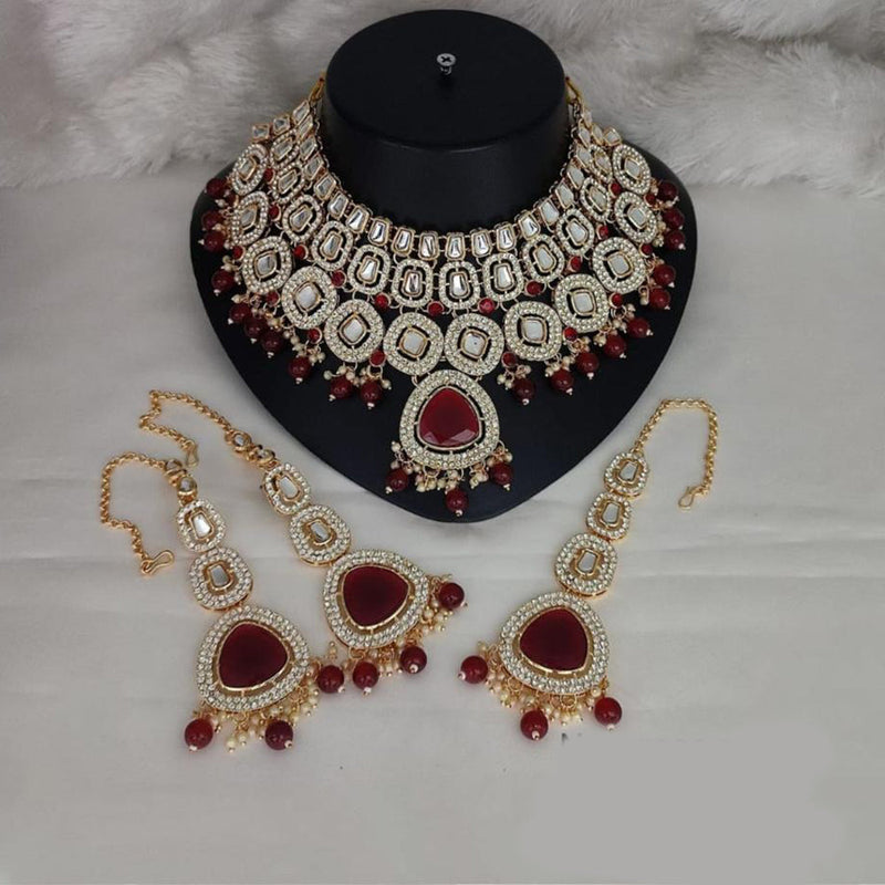 Akruti Collection Gold Plated Kundan And Austrian Stone Necklace Set