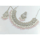 Akruti Collection Silver Plated Crystal Stone And Beads Necklace Set