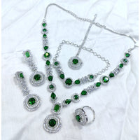 Akruti Collection Silver Plated American Diamond Necklace Combo