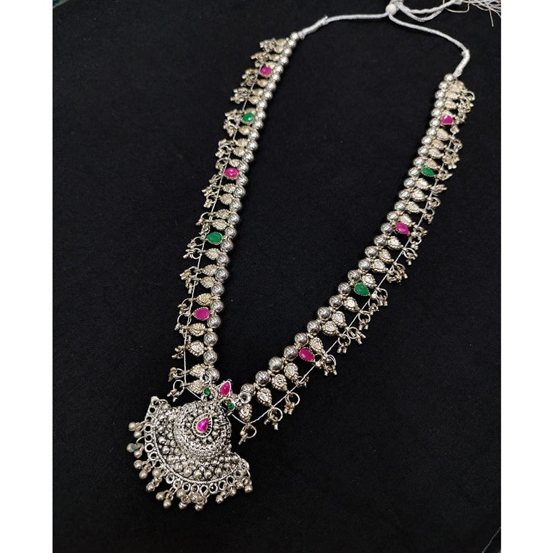 Akruti Collection Oxidised Plated Long Necklace Set