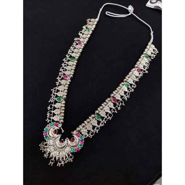 Akruti Collection Oxidised Plated Long Necklace Set