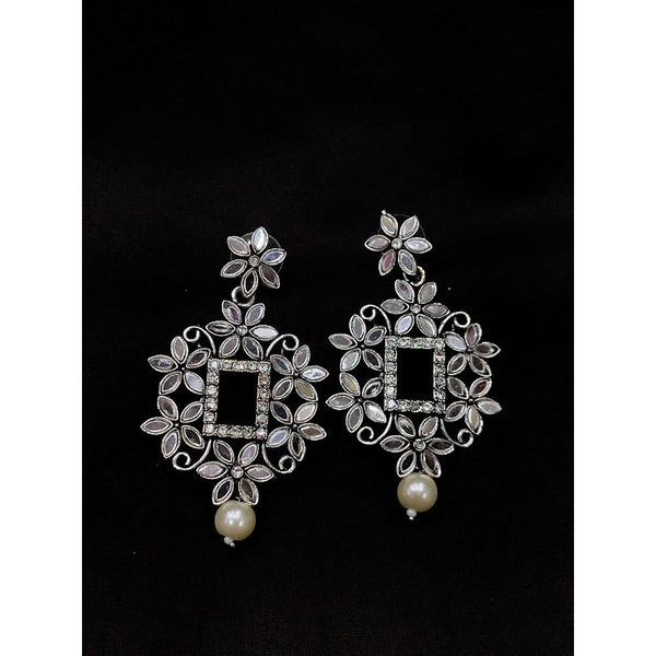 Akruti Collection Oxidised Plated Mirror Dangler Earrings