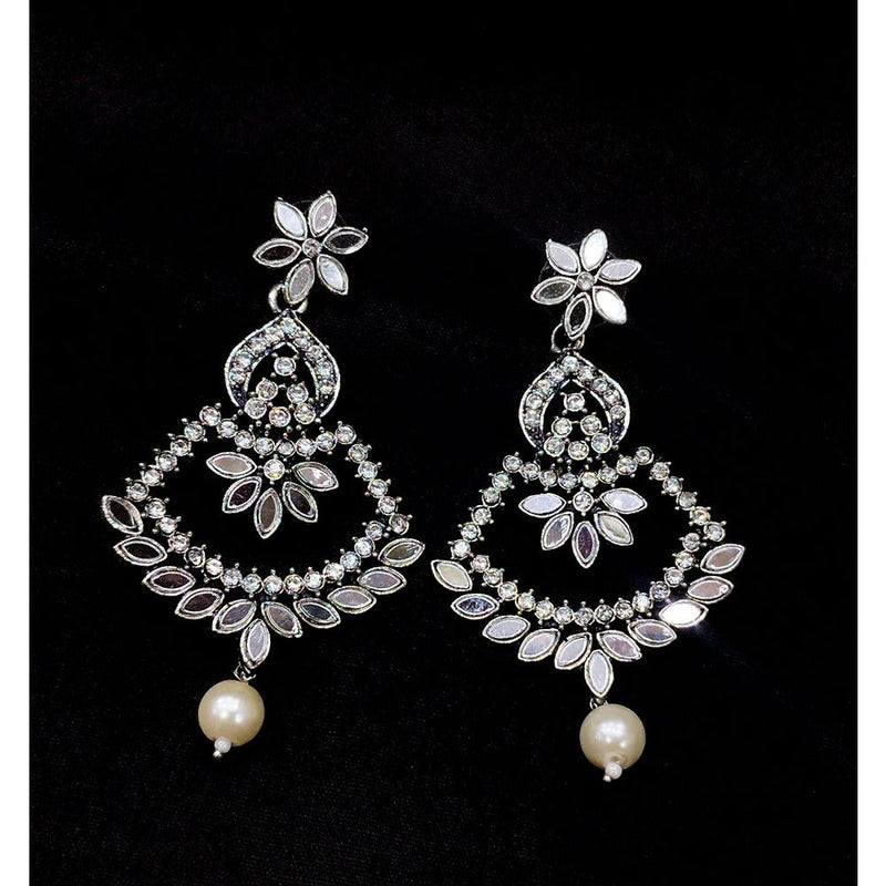 Akruti Collection Oxidised Plated Mirror Dangler Earrings