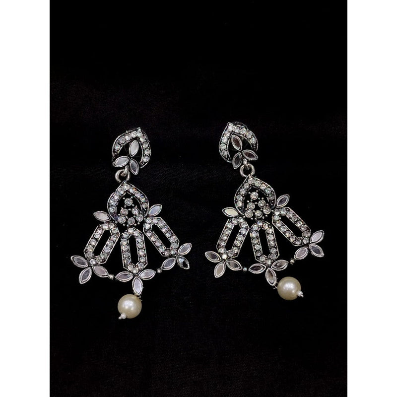 Akruti Collection Oxidised Plated Mirror Dangler Earrings