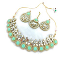 Akruti Collection Gold Plated Pota Stone And Mirror Necklace Set