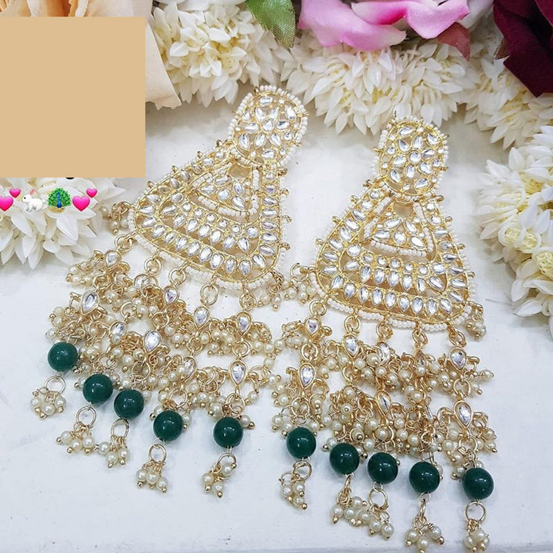 Akruti Collection Gold Plated Kundan Stone And Beads Dangler Earrings