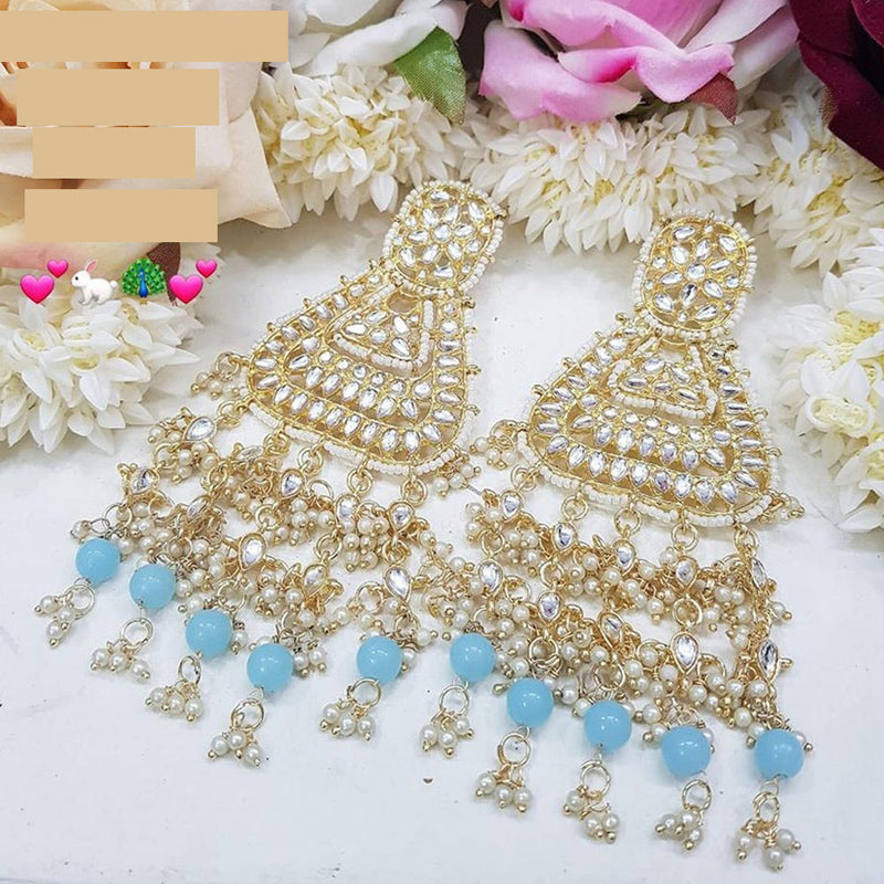 Akruti Collection Gold Plated Kundan Stone And Beads Dangler Earrings