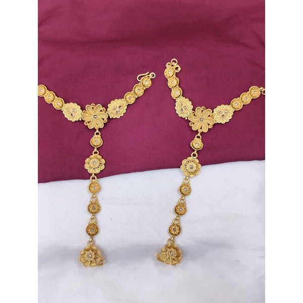 Akruti Collection Gold Plated Pota Stone Hand Harness