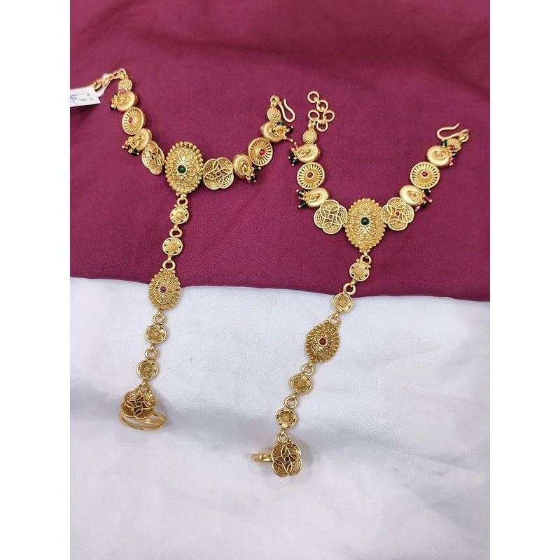 Akruti Collection Gold Plated Pota Stone Hand Harness