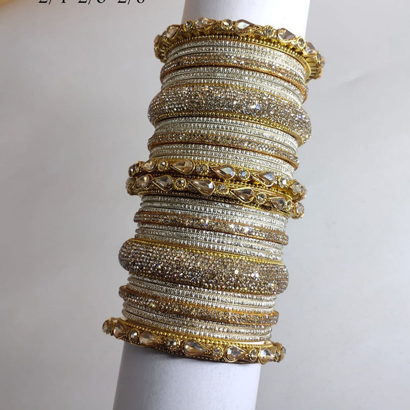 Akruti Collection Gold Plated Crystal Stone  Bangle Set