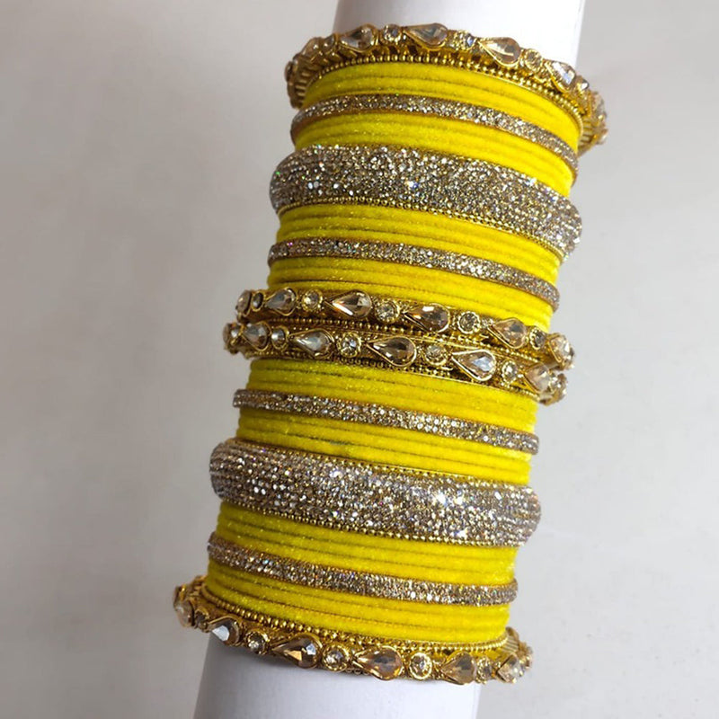 Akruti Collection Gold Plated Crystal Stone  Bangle Set