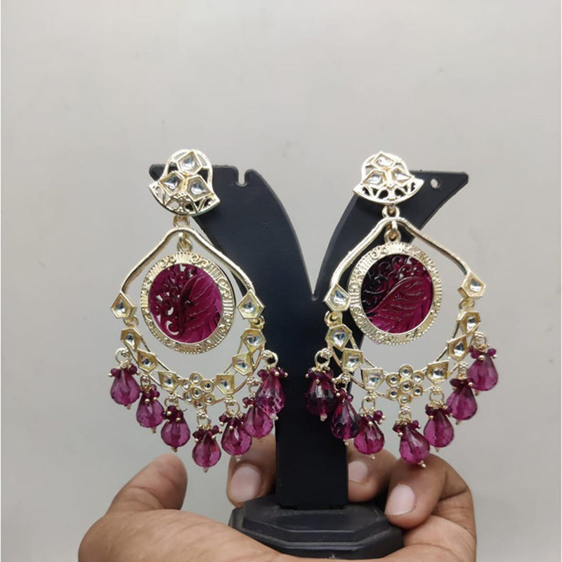 Akruti Collection Gold Plated Kundan Stone And Pearl Dangler Earrings