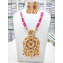 Akruti Collection Gold Plated Kundan Stone And Pearls Long Necklace Set