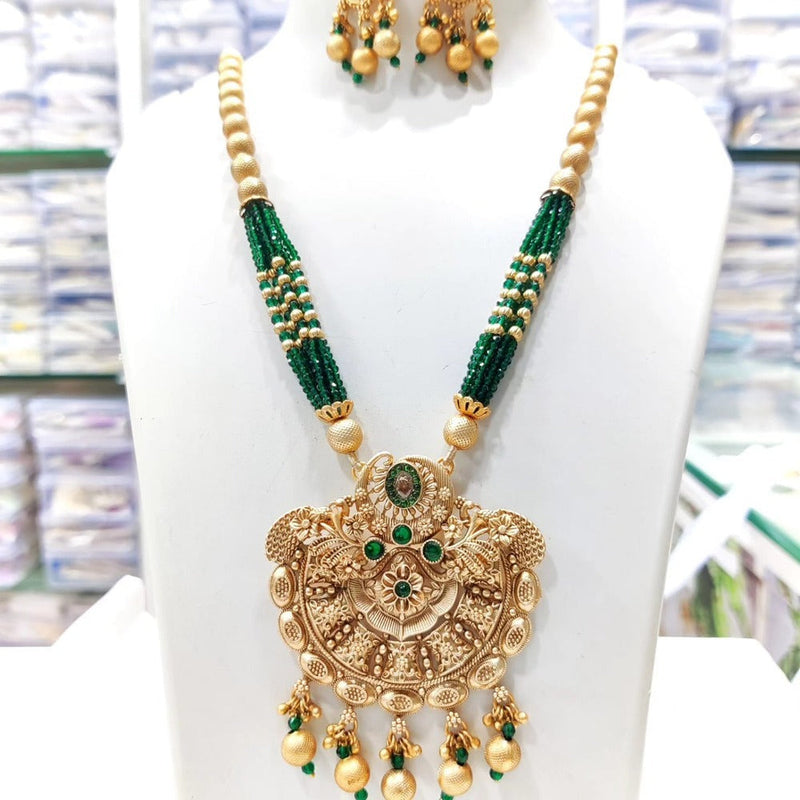 Akruti Collection Gold Plated Kundan Stone And Pearls Long Necklace Set