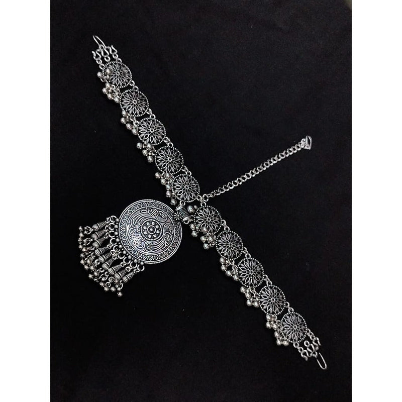 Akruti Collection Oxidised Plated Damini Maangtikka