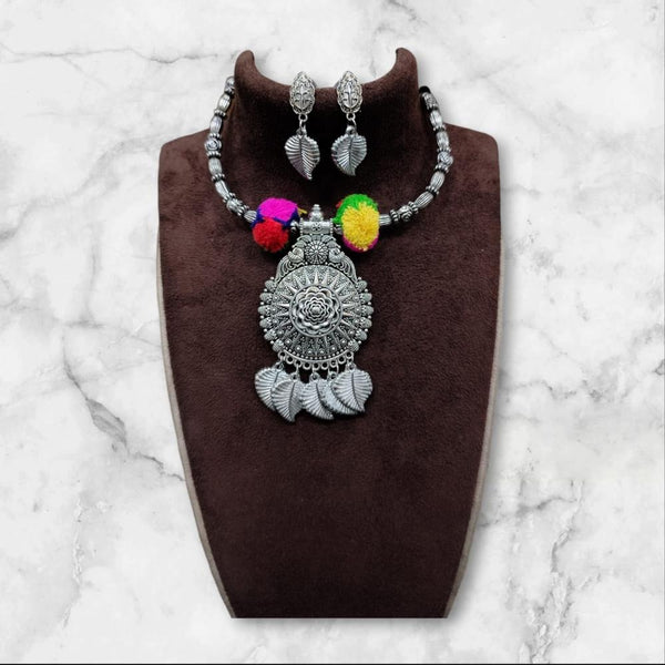 Akruti Collection Oxidised  Plated Necklace Set