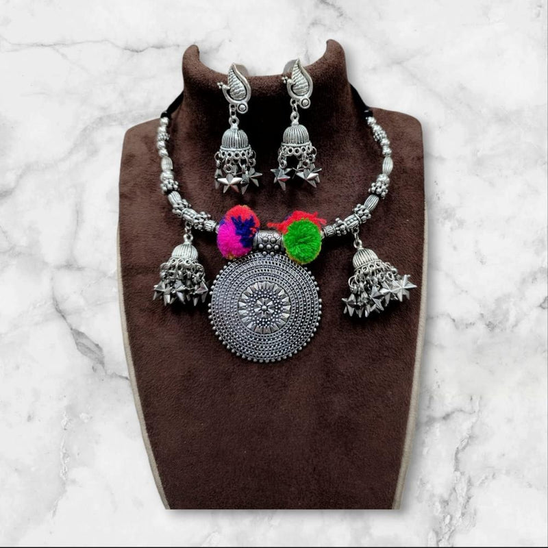 Akruti Collection Oxidised  Plated Necklace Set