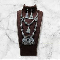 Akruti Collection Oxidised  Plated Long Necklace Set