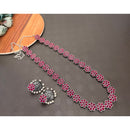 Akruti Collection Oxidised Plated Pota Stone Long Necklace Set