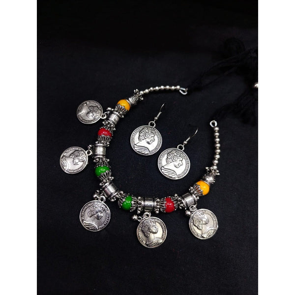 Akruti Collection Oxidised  Plated Necklace Set