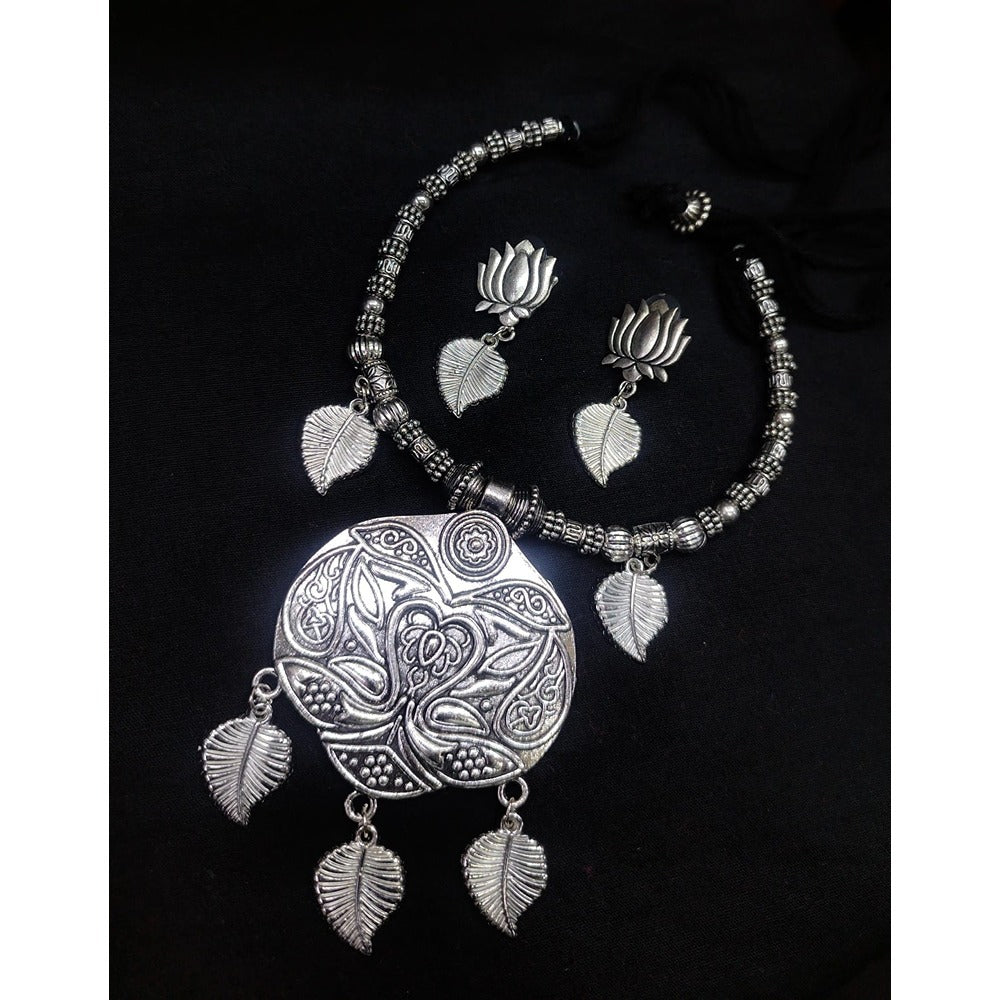 Akruti Collection Oxidised  Plated Necklace Set