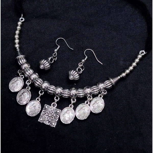 Akruti Collection Oxidised  Plated Necklace Set