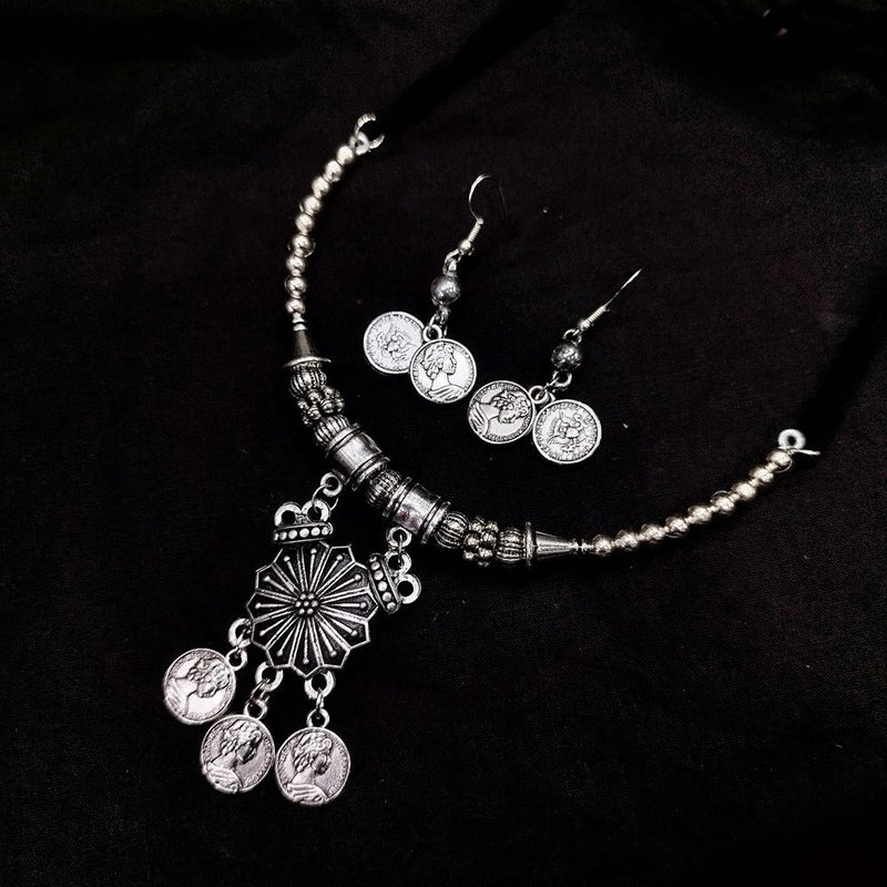 Akruti Collection Oxidised  Plated Necklace Set