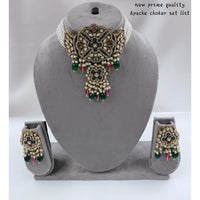 Akruti Collection Gold Plated  Kundan Stone And Beads Choker Necklace Set