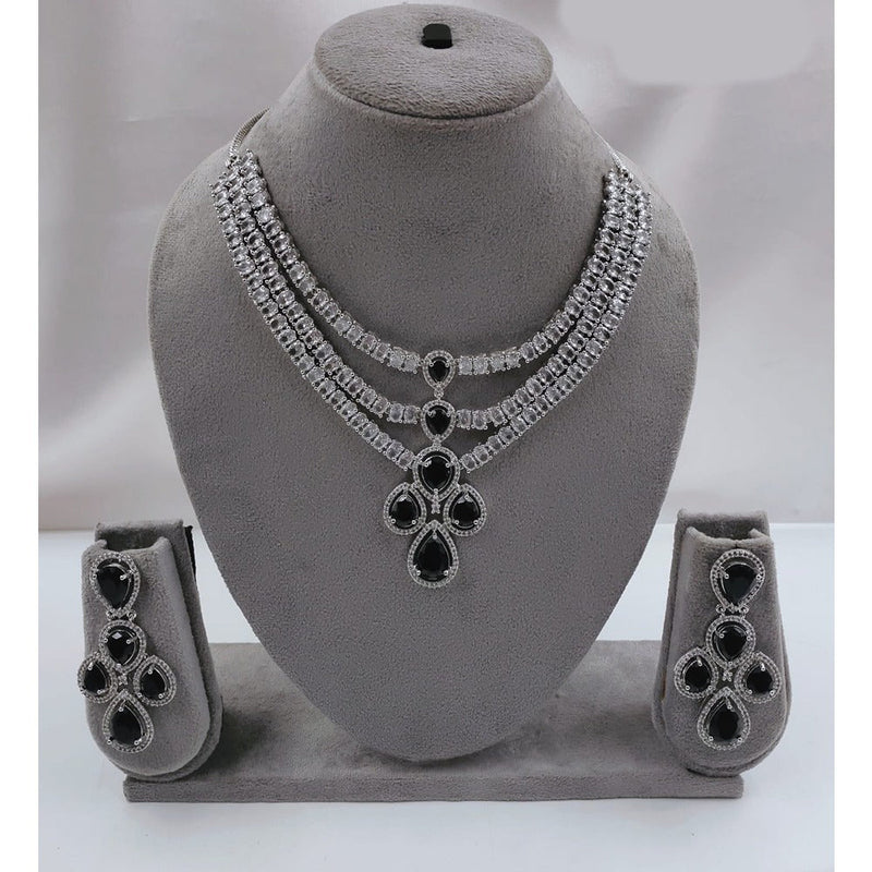 Akruti Collection Silver Plated Ad Stone Necklace Set