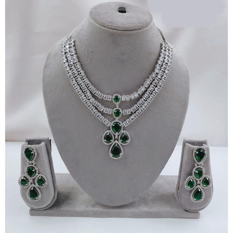 Akruti Collection Silver Plated Ad Stone Necklace Set