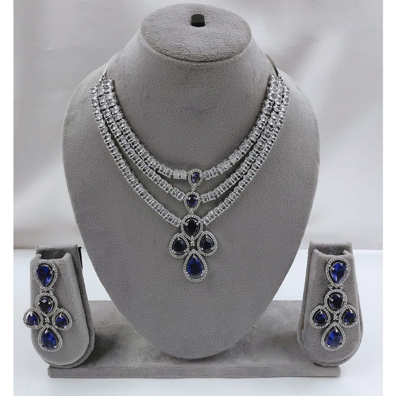 Akruti Collection Silver Plated Ad Stone Necklace Set