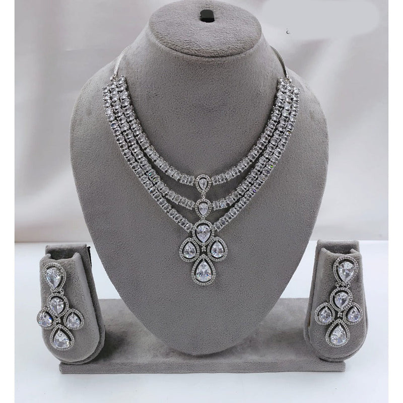 Akruti Collection Silver Plated Ad Stone Necklace Set