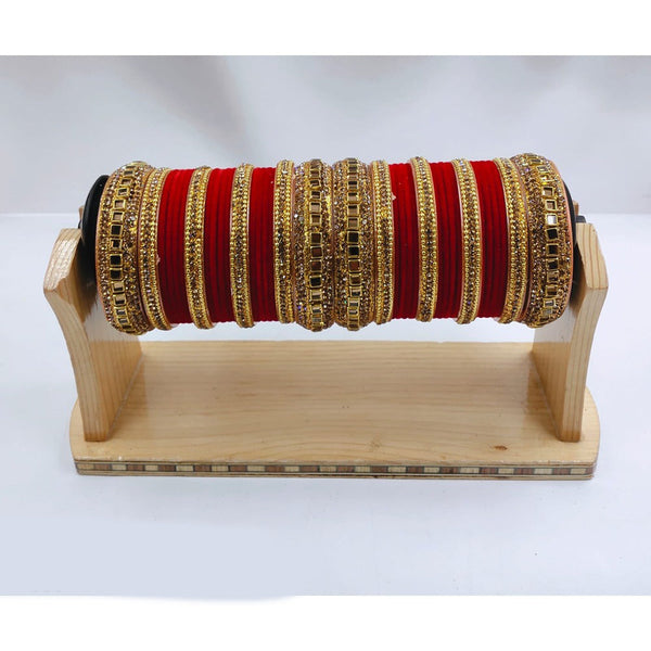 Akruti Collection Gold Plated Velvet Bangles Set