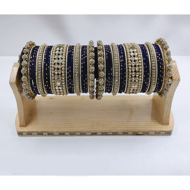 Akruti Collection Gold Plated Kundan Stone Bangles Set