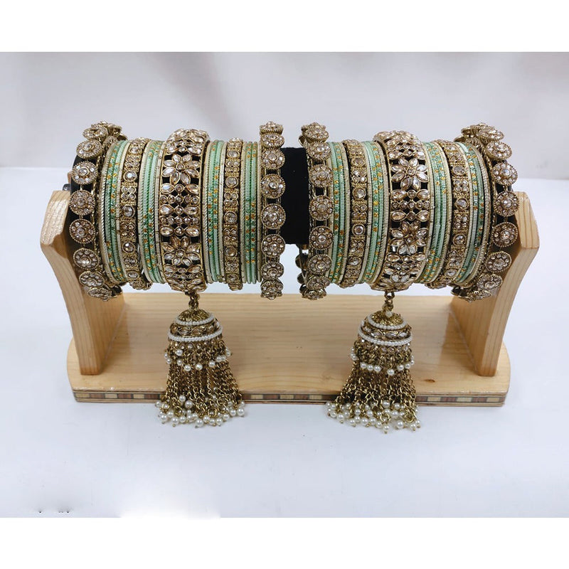 Akruti Collection Gold Plated Kundan Stone Bangles Set