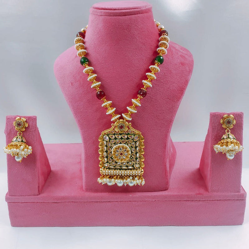 Akruti Collection Gold Plated Crystal Stone And Pearls Necklace Set