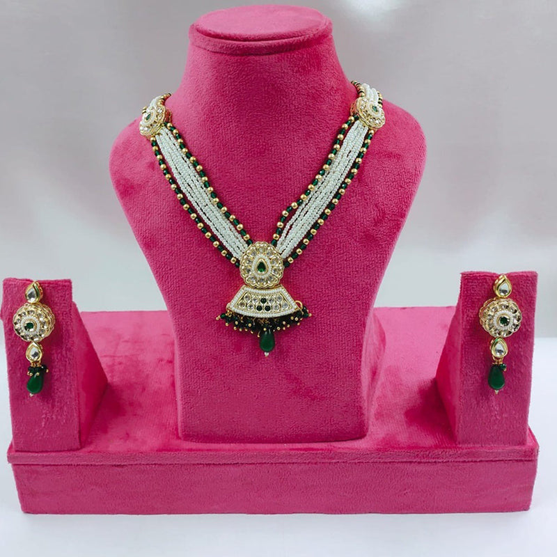 Akruti Collection Gold Plated Kundan Stone And Pearls Necklace Set