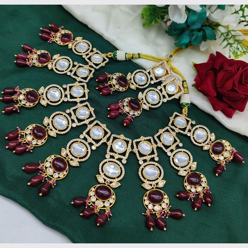 Akruti Collection Gold Plated  Polki Kundan And Beads Choker Necklace Set