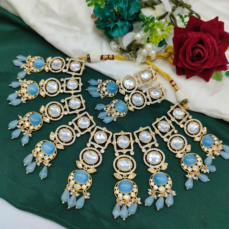 Akruti Collection Gold Plated  Polki Kundan And Beads Choker Necklace Set