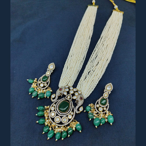 Akruti Collection Gold Plated Kundan Stone And Pearls Necklace Set