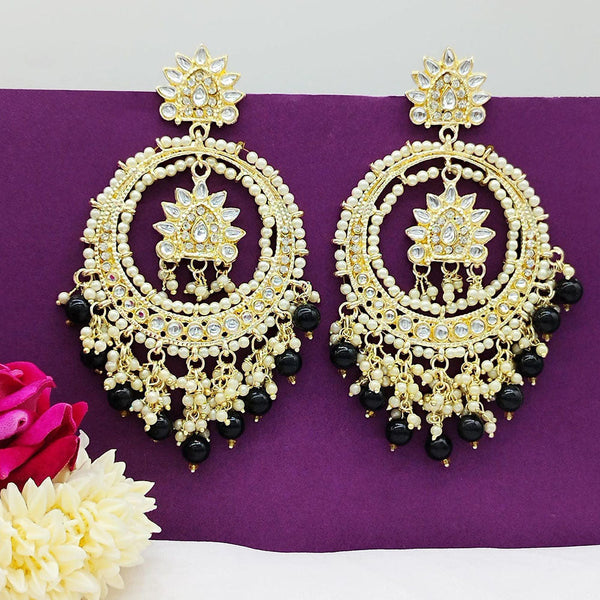 Akruti Collection Gold Plated Kundan Stone And Beads Dangler Earrings