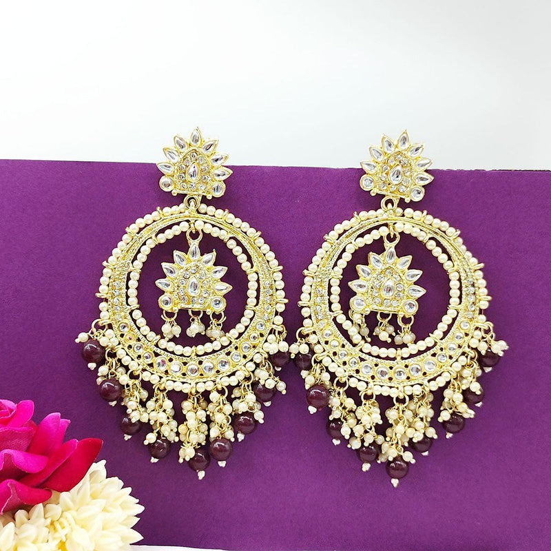 Akruti Collection Gold Plated Kundan Stone And Beads Dangler Earrings