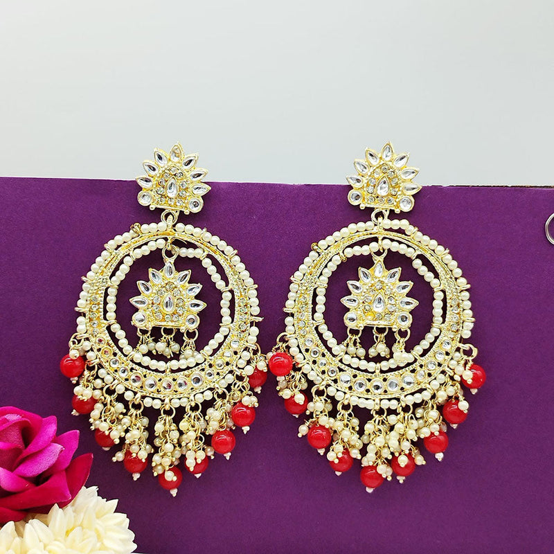 Akruti Collection Gold Plated Kundan Stone And Beads Dangler Earrings