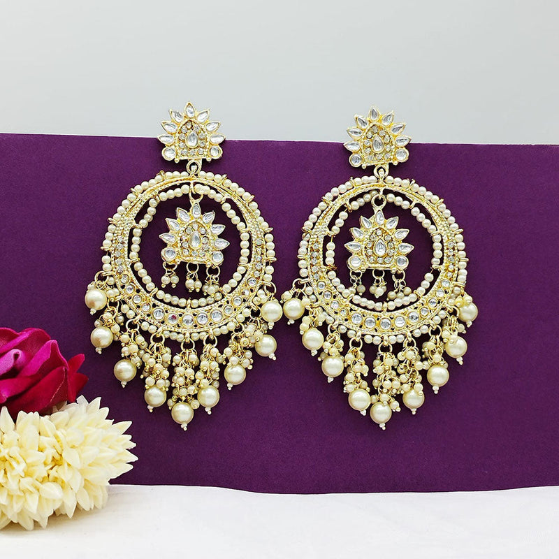 Akruti Collection Gold Plated Kundan Stone And Beads Dangler Earrings