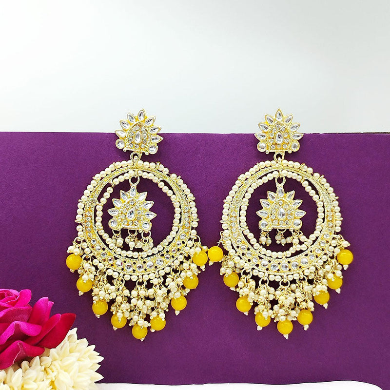 Akruti Collection Gold Plated Kundan Stone And Beads Dangler Earrings