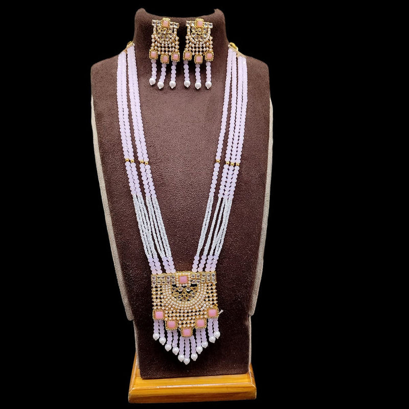 Akruti Collection Gold Plated Kundan Stone And Beads Long Necklace Set