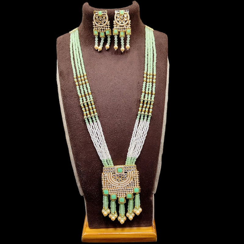 Akruti Collection Gold Plated Kundan Stone And Beads Long Necklace Set