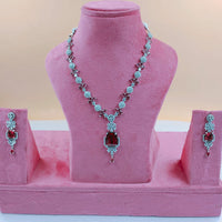 Akruti Collection Silver Plated American Diamond Necklace Set