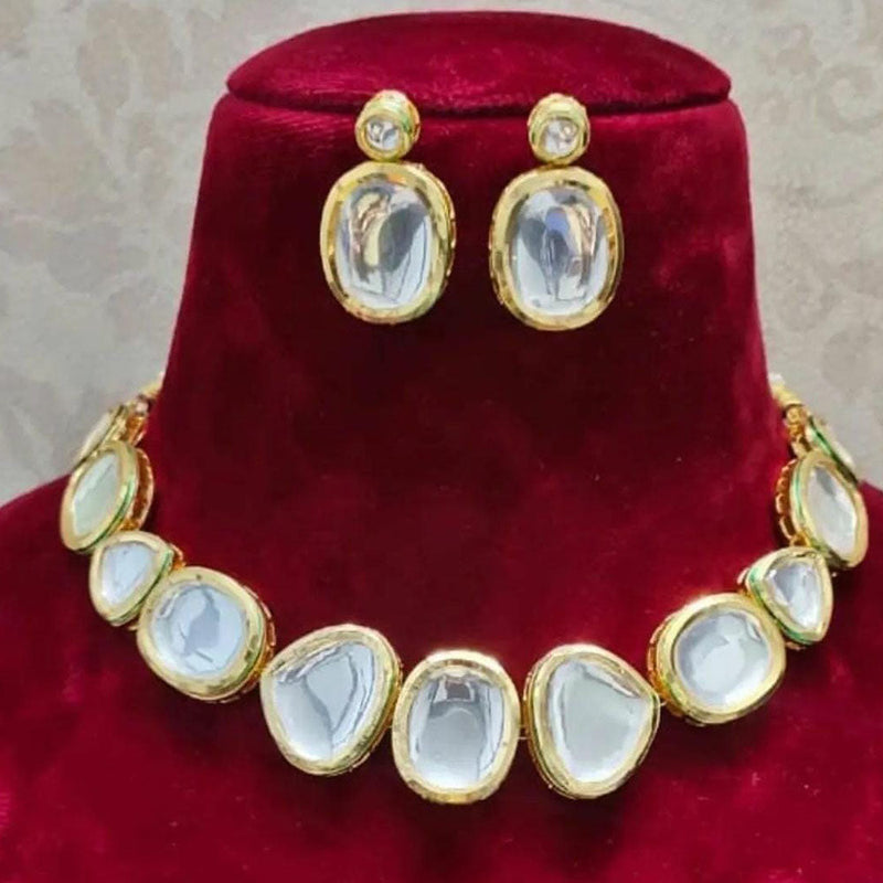 Akruti Collection Gold Plated Kundan Stone Necklace Set